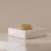 Picture of croissant ring 14k gold dome ring 14k