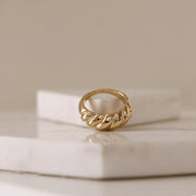 Picture of croissant ring 14k gold dome ring 14k