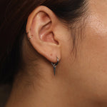 Load image into Gallery viewer, Picture of 14k gold huggie spike dangle earrings
