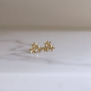Picture of diamond cut star stud earrings 14k gold