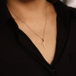 Load image into Gallery viewer, Picture of gold cross necklace 14k gold cross
