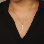 Load image into Gallery viewer, Picture of gold cross necklace 14k gold cross
