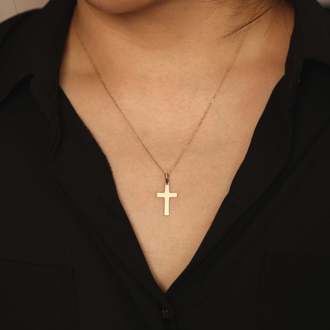 Picture of gold cross necklace 14k gold cross