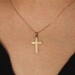 Load image into Gallery viewer, Picture of gold cross necklace 14k gold cross
