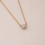 Picture of dainty flower diamond cluster necklace