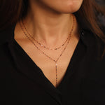 Load image into Gallery viewer, Picture of 14k gold glitter chain y drop necklace
