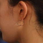 Load image into Gallery viewer, Picture of heart shaped huggie earrings heart hoop
