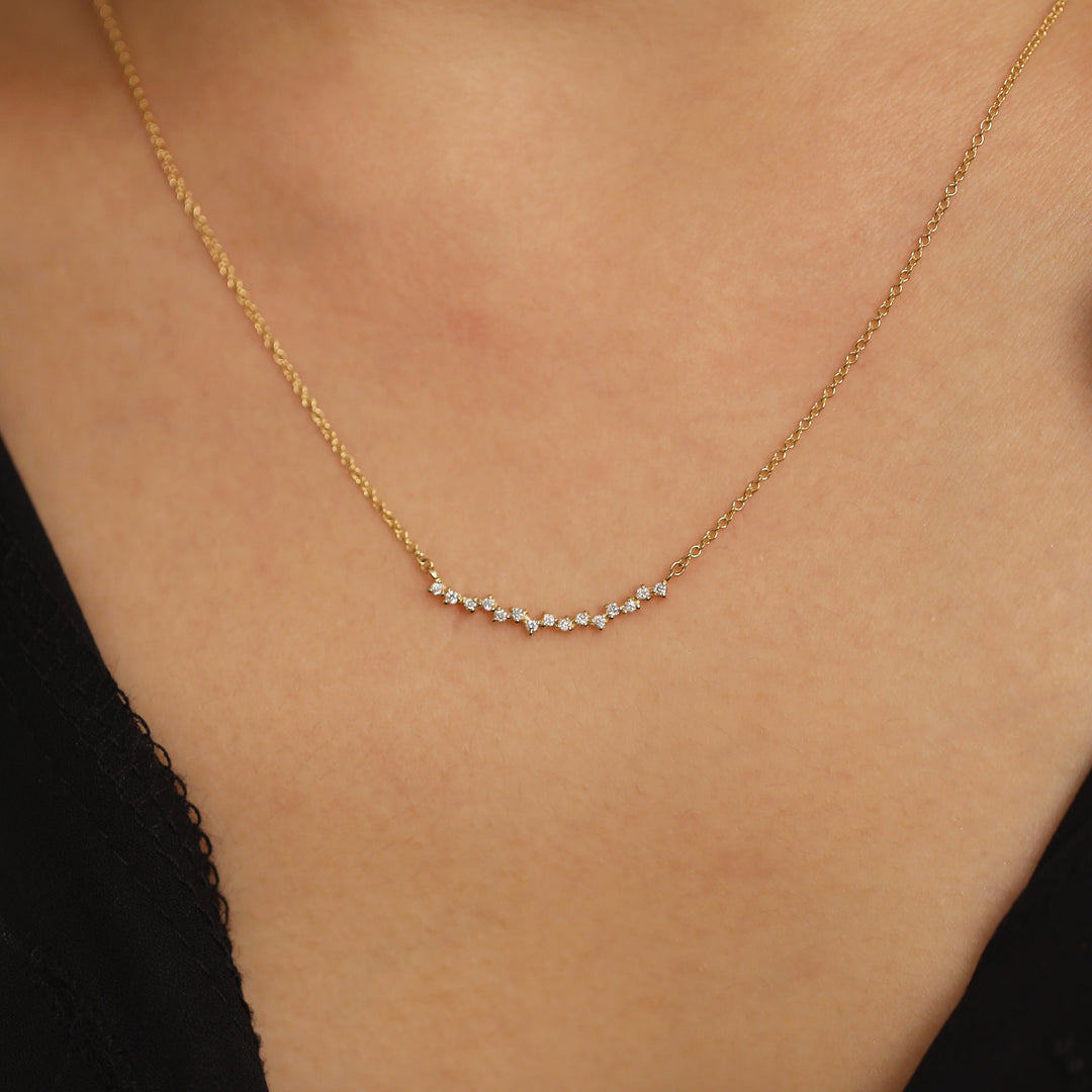 Picture of curved cluster diamond necklace diamond