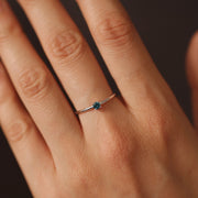 Picture of natural blue diamond ring 4 prong ring