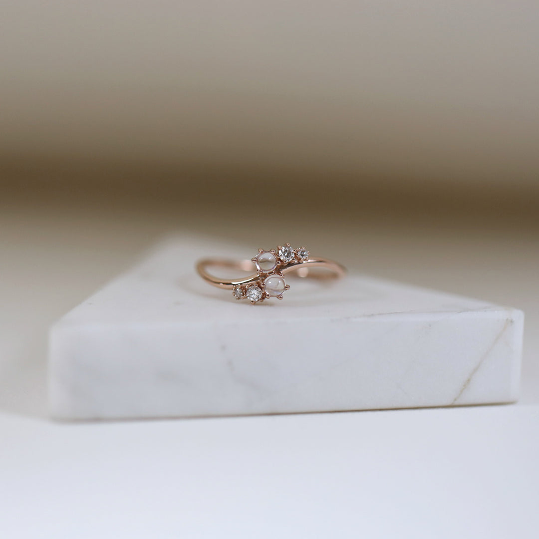 Picture of diamond moonstone cluster ring gradual