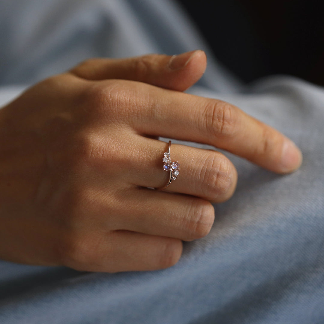 Picture of diamond moonstone cluster ring gradual