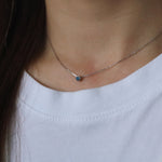 Load image into Gallery viewer, Picture of blue diamond necklace blue diamond
