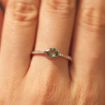 Load image into Gallery viewer, Picture of green sapphire ring pear shape green
