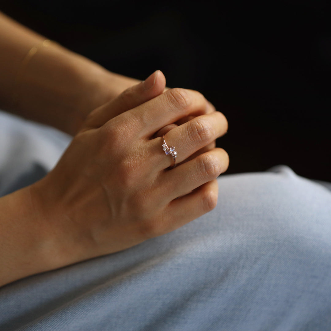 Picture of diamond moonstone cluster ring gradual