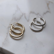 Picture of 14k solid gold tubular hoop earrings 3mm
