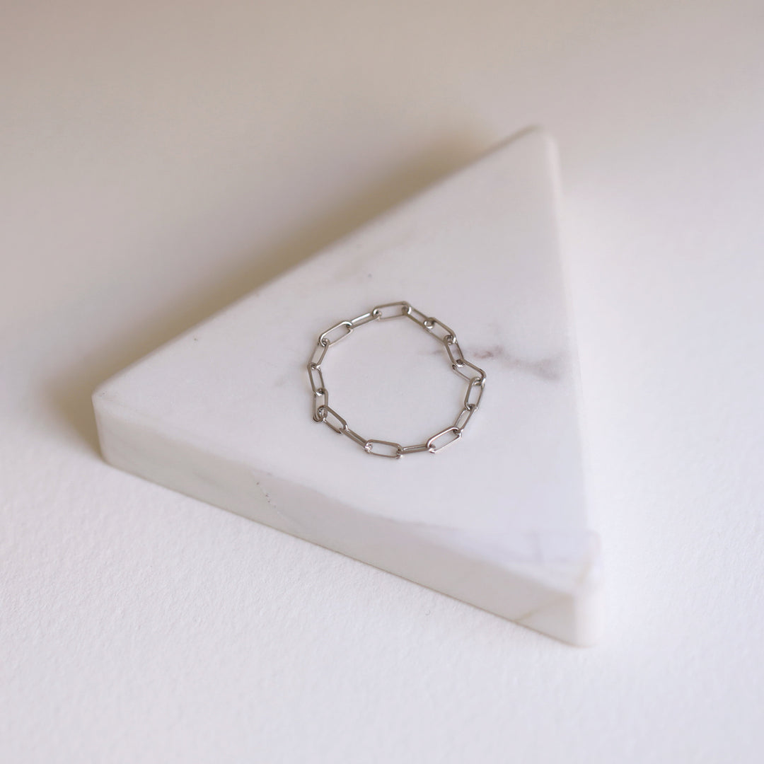 Picture of mini paper clip chain ring minimalist