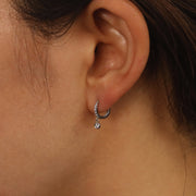 Picture of bezel drop diamond dangle diamond huggie 1