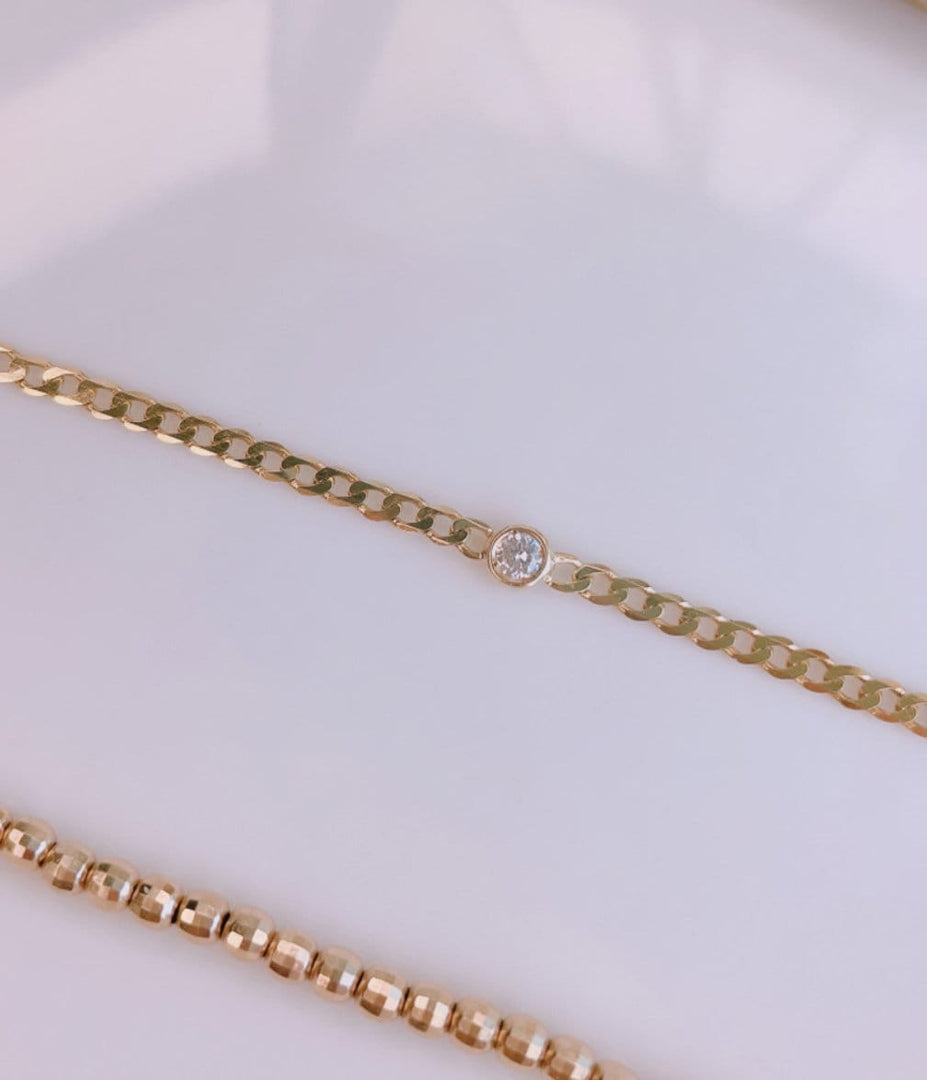 Picture of flat cuban chain diamond bracelet 14k