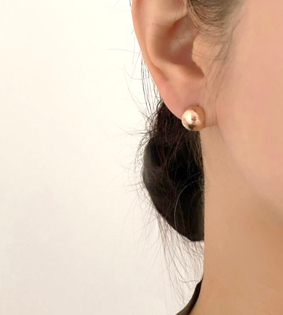 Picture of round ball huggie earrings bold circular