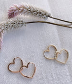 Load image into Gallery viewer, Picture of heart shaped huggie earrings heart hoop
