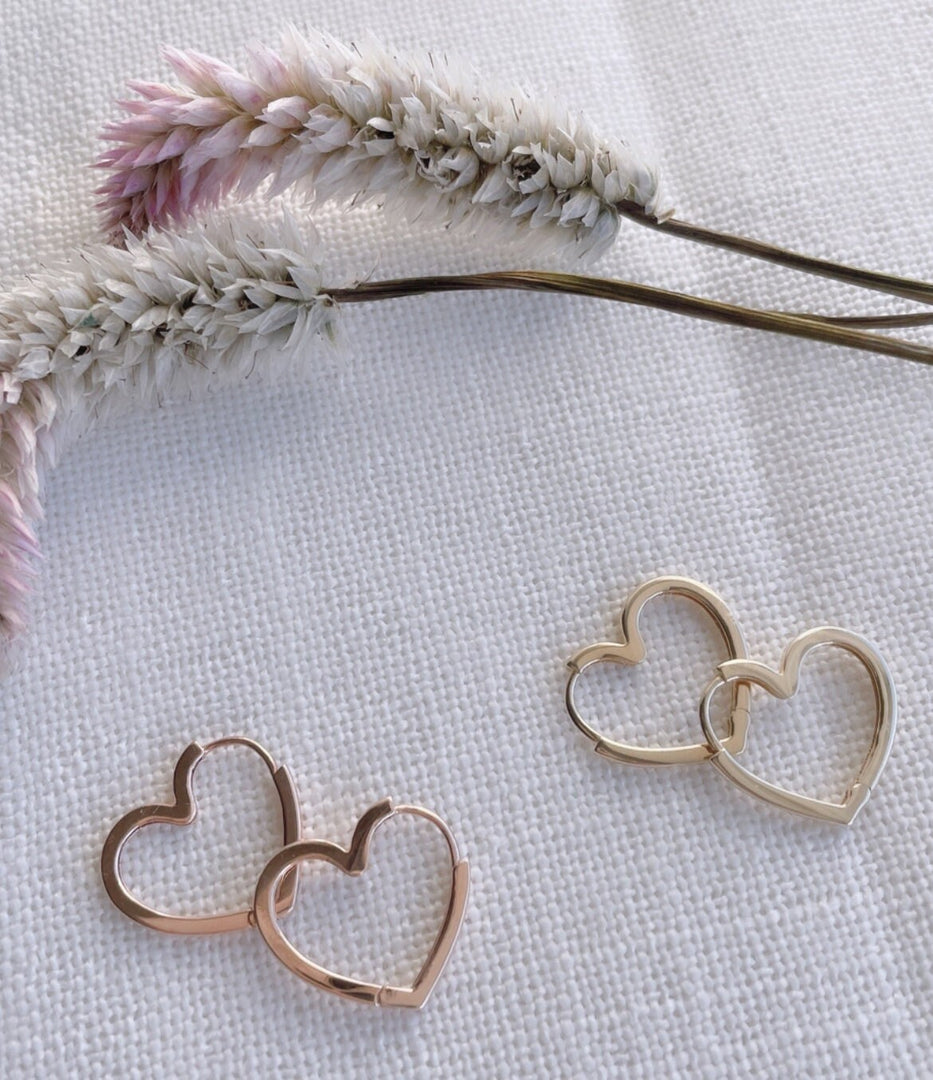 Picture of heart shaped huggie earrings heart hoop