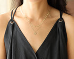 Load image into Gallery viewer, Picture of 14k initial coin necklace coin necklace
