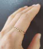 Load image into Gallery viewer, Picture of 14k gold flat cuban chain ring 14k solid
