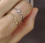 Load image into Gallery viewer, Picture of 14k gold flat cuban chain ring 14k solid
