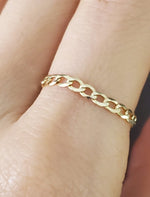 Load image into Gallery viewer, Picture of 14k gold flat cuban chain ring 14k solid
