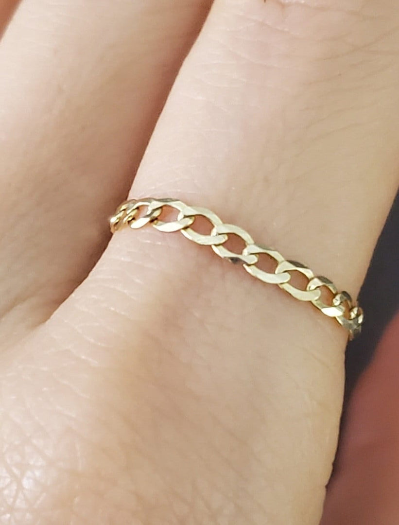 Picture of 14k gold flat cuban chain ring 14k solid