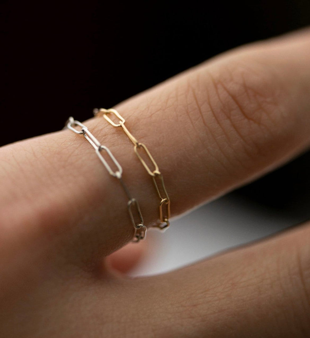 Picture of mini paper clip chain ring minimalist