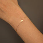 Load image into Gallery viewer, Picture of initial bracelet name bracelet 14k gold
