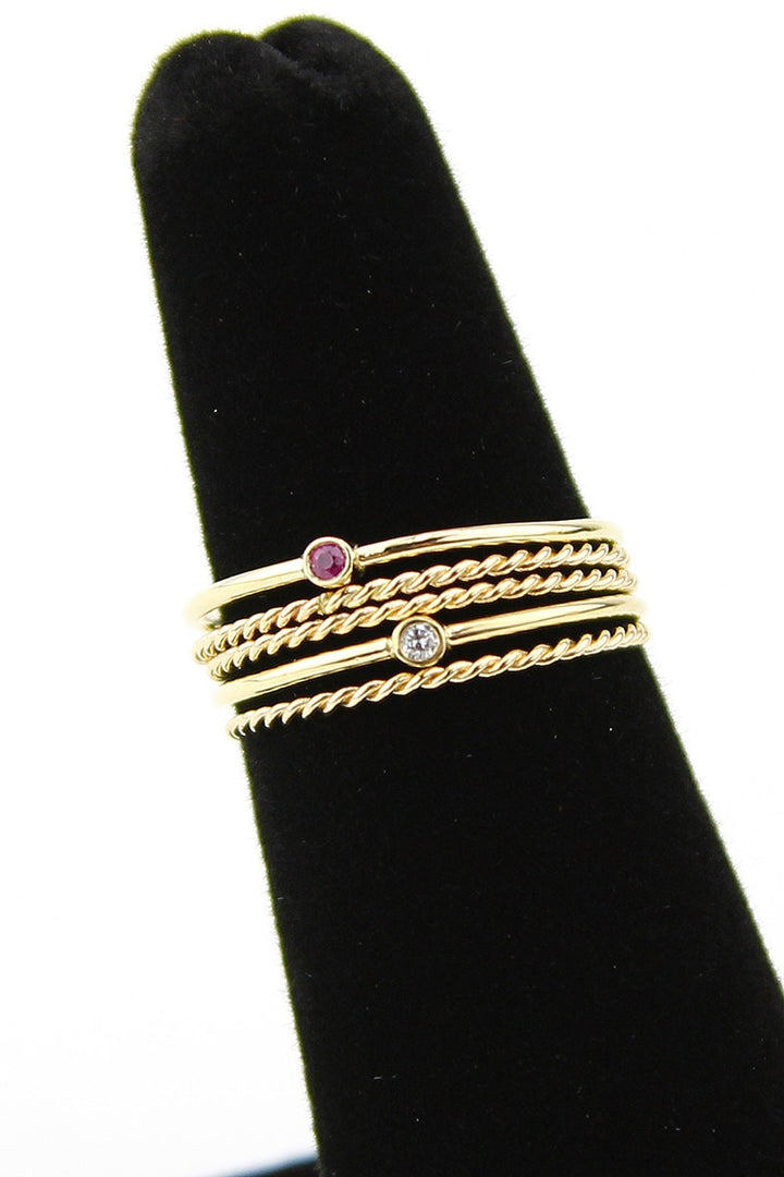 Picture of diamond pink sapphire stacking ring