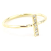 Picture of bar style diamond ring 14k solid gold